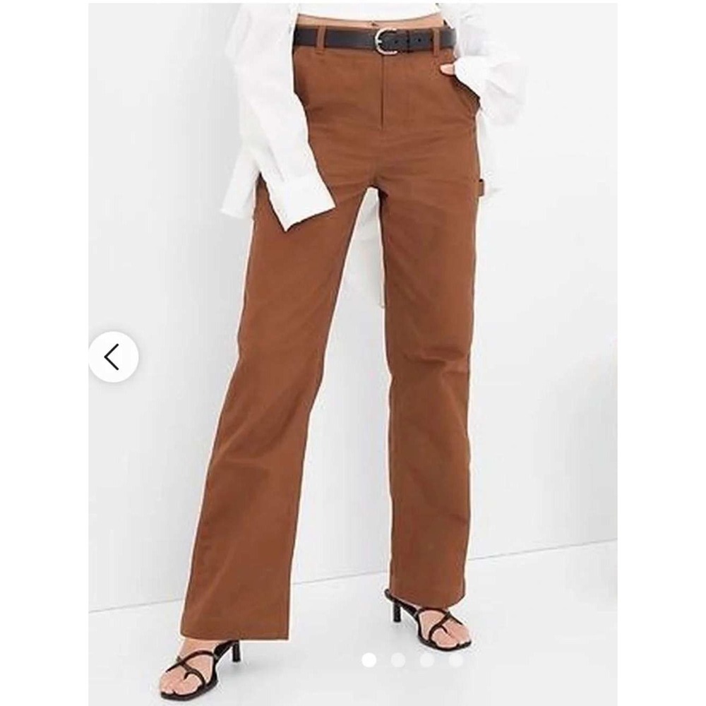 Gap Carpenter Pants Women 10 Brown Utility Canvas High Waisted Cargo Rugged